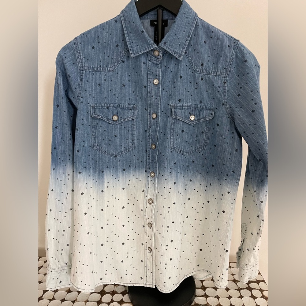 Rue 21 Stars Ombre Denim Shirt